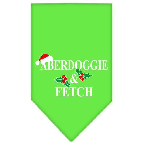 Aberdoggie Christmas Screen Print Bandana Lime Green Large